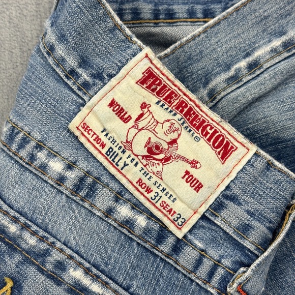 Vintage True Religion Jeans Men 31X33 Fits 32x31 Blue Billy Bootcut Made In USA - Picture 6 of 16